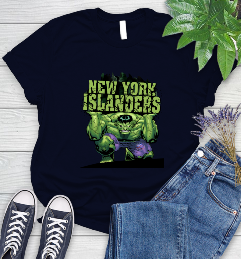 New York Islanders NHL Hockey Incredible Hulk Marvel Avengers Sports Women's T-Shirt 3