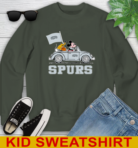 NBA Basketball San Antonio Spurs Pluto Mickey Driving Disney Shirt Youth Sweatshirt 9
