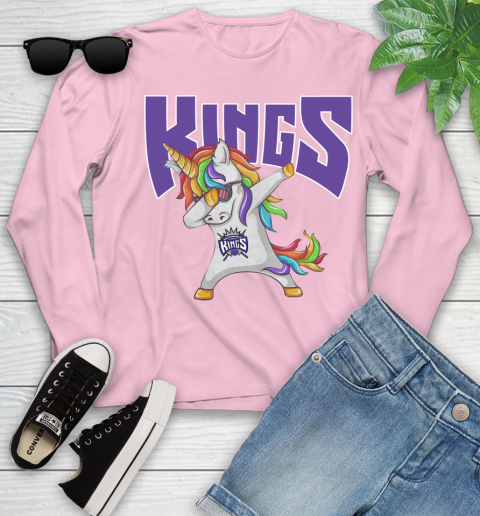 Sacramento Kings NBA Basketball Funny Unicorn Dabbing Sports Youth Long Sleeve 10