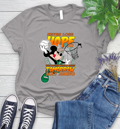Boston Celtics NBA Basketball Mickey Disney Never Lose Hope Women's T-Shirt 5