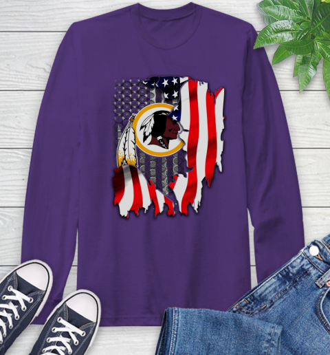 Washington Redskins NFL Football American Flag Long Sleeve T-Shirt 5