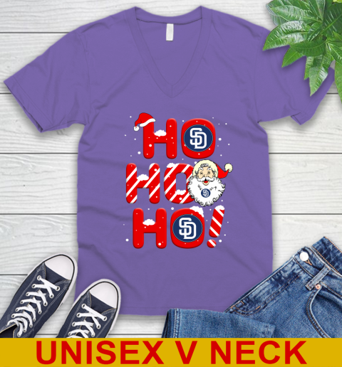 San Diego Padres MLB Baseball Ho Ho Ho Santa Claus Merry Christmas Shirt V-Neck T-Shirt 8