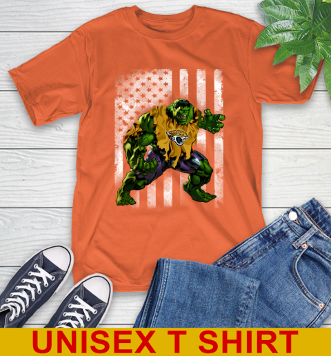 Jacksonville Jaguars Hulk Marvel Avengers NFL Football American Flag T-Shirt 4
