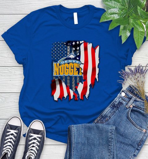 Denver Nuggets NBA Basketball American Flag Women's T-Shirt 12