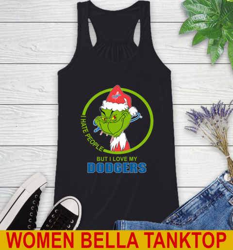 Los Angeles Dodgers MLB Christmas Grinch I Hate People But I Love My Favorite Baseball Team Racerback Tank 2