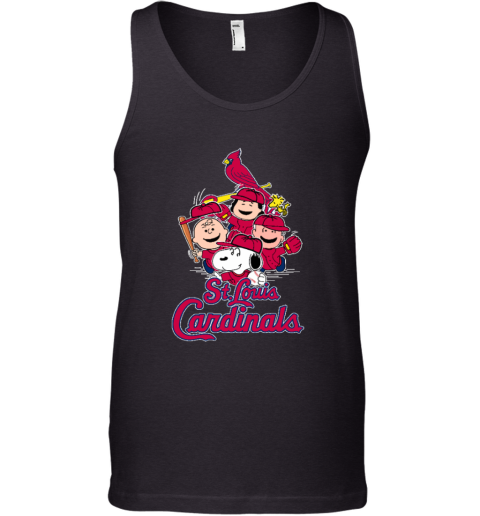 St.Louis Cardinals Snoopy Charlie Brown Woodstock The Peanuts 1s2i stlouis cardinals snoopy charlie brown woodstock the peanuts unisex tank 17 front black