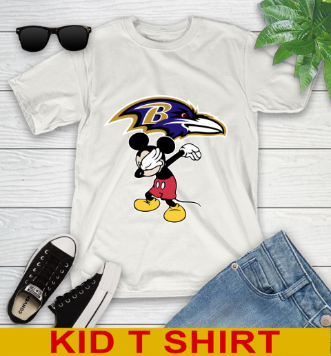 Baltimore Ravens NFL Football Dabbing Mickey Disney Sports Youth T-Shirt
