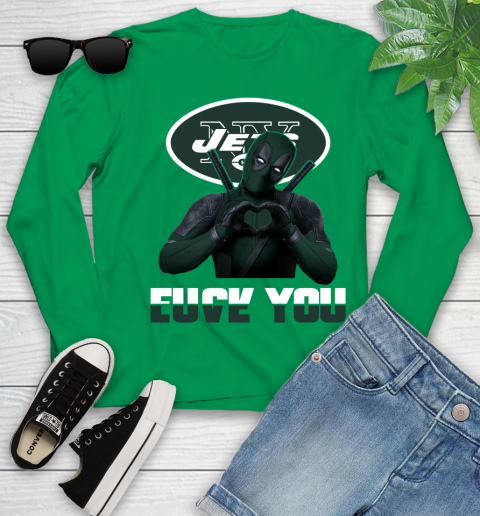 NHL New York Jets Deadpool Love You Fuck You Football Sports Youth Long Sleeve 7