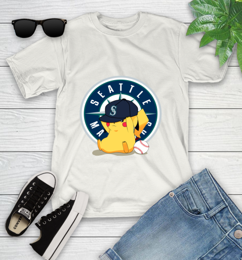 MLB Pikachu Baseball Sports Seattle Mariners Youth T-Shirt