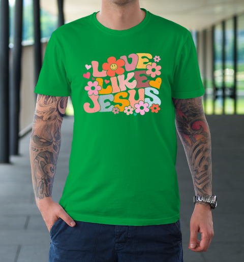 Love Like Jesus Christian Bible Verse Trendy Floral Heart T-Shirt 5