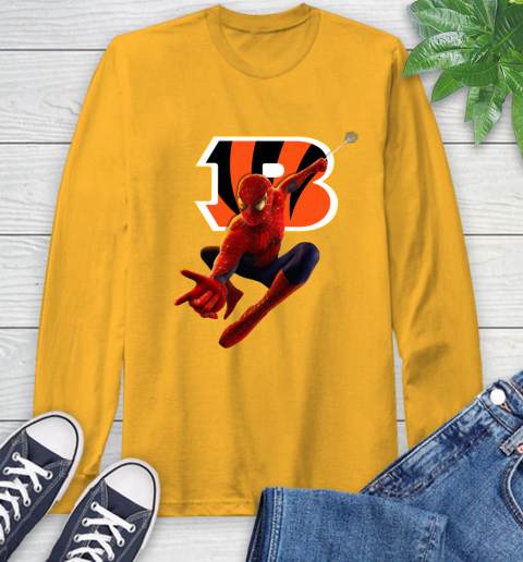 NFL Spider Man Avengers Endgame Football Cincinnati Bengals Long Sleeve T-Shirt 3