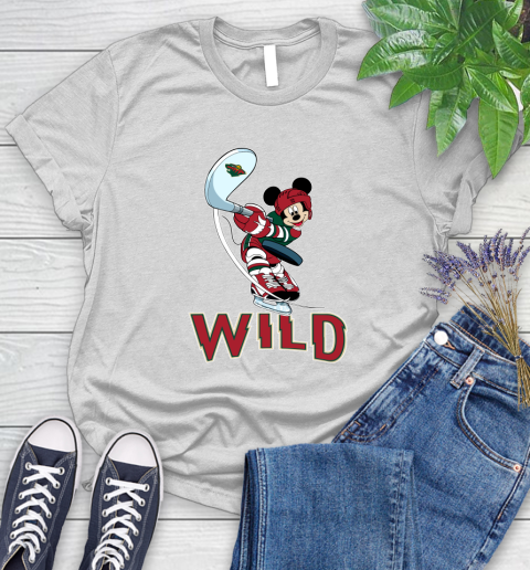 NHL Hockey Minnesota Wild Cheerful Mickey Mouse Shirt Women's T-Shirt 2