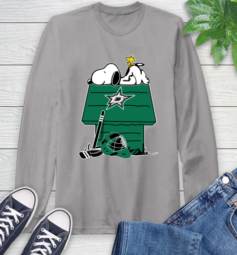 Dallas Stars NHL Hockey Snoopy Woodstock The Peanuts Movie Long Sleeve T-Shirt 6