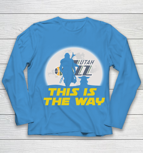 Utah Jazz NBA Basketball Star Wars Yoda And Mandalorian This Is The Way Youth Long Sleeve 5