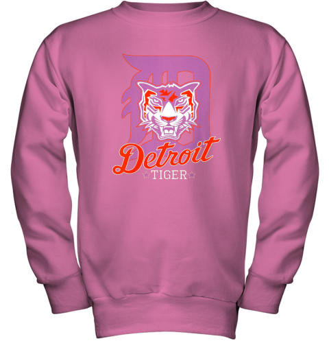db96 tiger mascot distressed detroit baseball t shirt new youth sweatshirt 47 front safety pink
