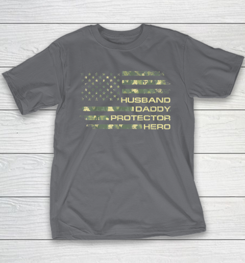 Husband Daddy Protector Hero Shirt Fathers Day American Flag Youth T-Shirt 5
