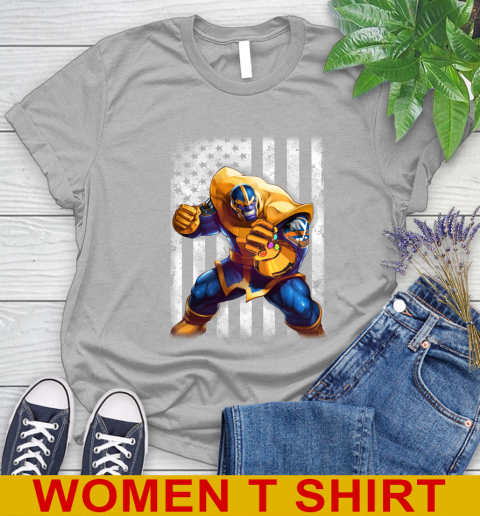 NHL Hockey New York Islanders Thanos Marvel American Flag Shirt Women's T-Shirt 5