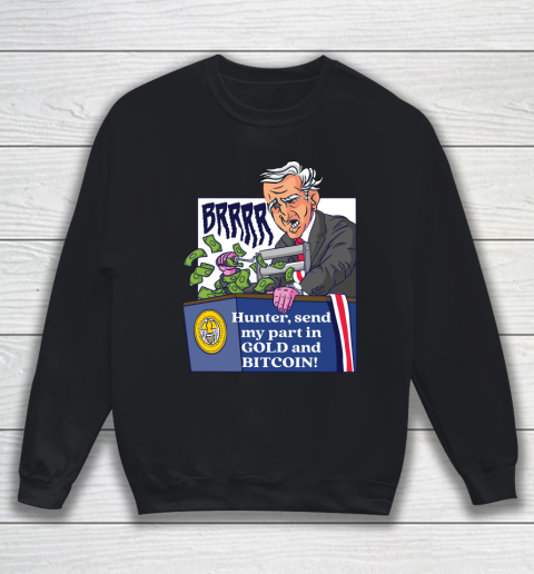 Bitcoin Joe Biden Printing Money Economy Anti Biden Anti Biden Retro Vintage Cartoon Sweatshirt