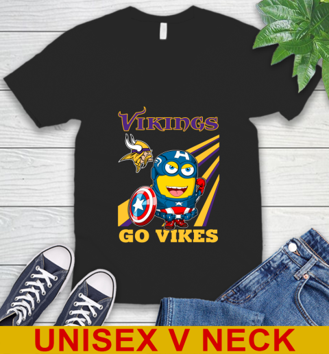 NFL Football Minnesota Vikings Captain America Marvel Avengers Minion Shirt V-Neck T-Shirt