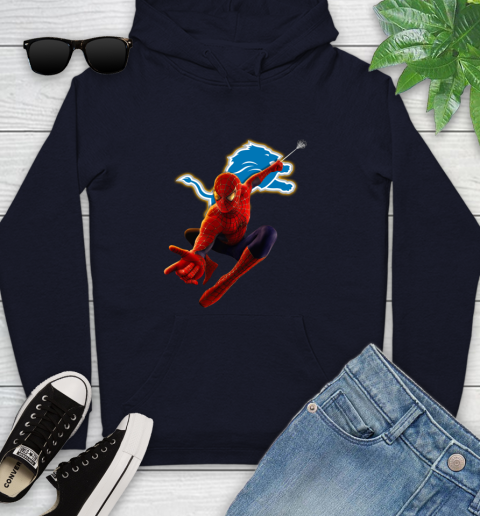 NFL Spider Man Avengers Endgame Football Detroit Lions Youth Hoodie 4