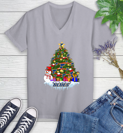 St.Louis Blues Merry Christmas NHL Hockey Sports Women's V-Neck T-Shirt 4