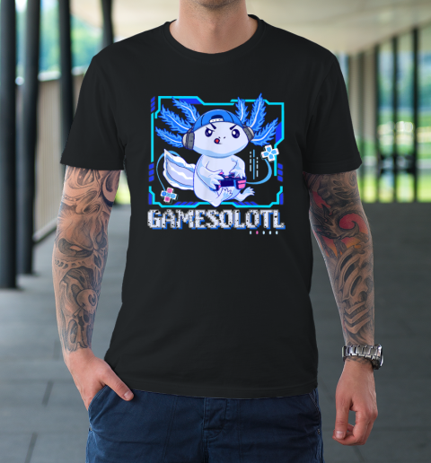 Gamesolotl Gamer Axolotl Kids Boys Video Games Anime Lizard T-Shirt