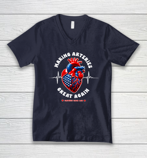 Making Arteries Great Again, Cardiac Cath Lab V-Neck T-Shirt 2