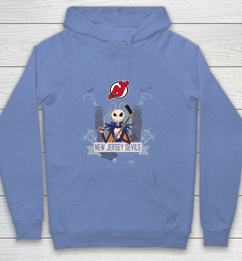 NHL New Jersey Devils Hockey Jack Skellington Halloween Youth Hoodie - Image 9