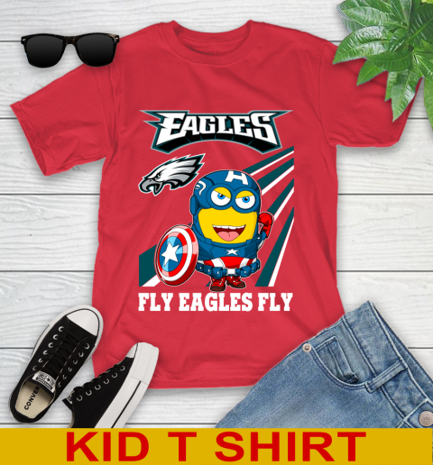 NFL Football Philadelphia Eagles Captain America Marvel Avengers Minion Shirt Youth T-Shirt 11