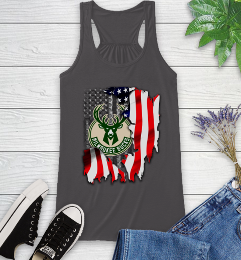 Milwaukee Bucks NBA Basketball American Flag Racerback Tank 11