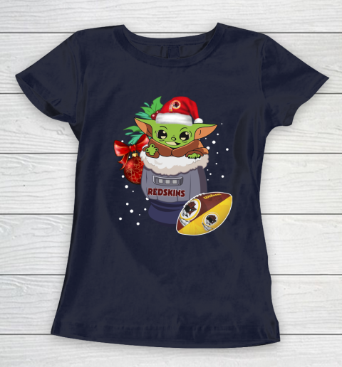 Washington Redskins Christmas Baby Yoda Star Wars Funny Happy NFL Women's T-Shirt 4
