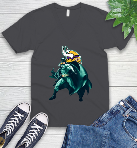 NFL Batman Football Sports Minnesota Vikings V-Neck T-Shirt 5