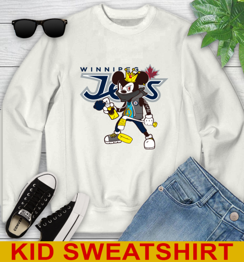 Winnipeg Jets NHL Hockey Mickey Peace Sign Sports Youth Sweatshirt