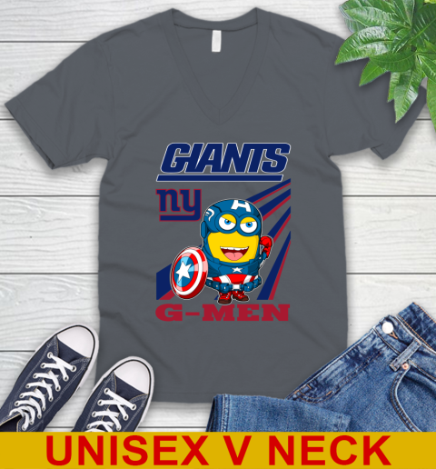 NFL Football New York Giants Captain America Marvel Avengers Minion Shirt V-Neck T-Shirt 4