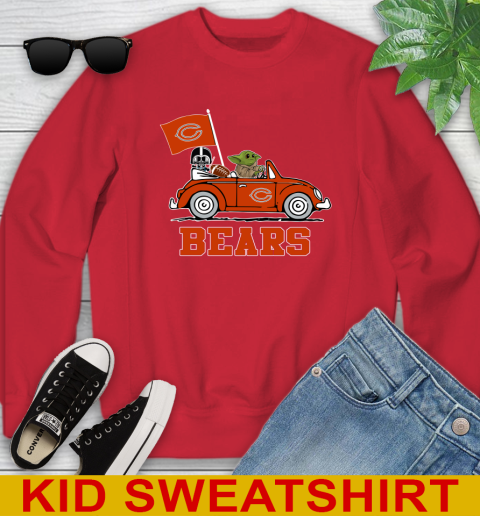 NFL Football Chicago Bears Darth Vader Baby Yoda Driving Star Wars Shirt Youth Sweatshirt 9 NFL Football Chicago Bears Darth Vader Baby Yoda Driving Star Wars Shirt Youth Sweatshirt - Image 9