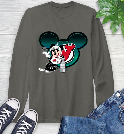 NHL New Jersey Devils Stanley Cup Mickey Mouse Disney Hockey T Shirt Long Sleeve T-Shirt - Image 9