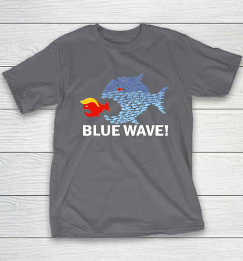 Blue Wave 2024 Funny Big Fish Eat Little Fish Trump Hair Youth T-Shirt 5