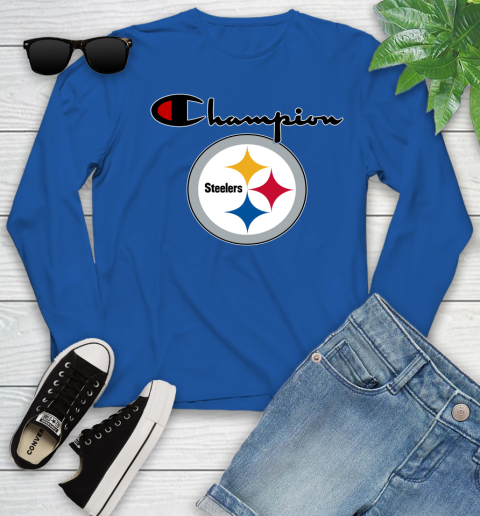 NFL Football Pittsburgh Steelers Champion Shirt Youth Long Sleeve 7