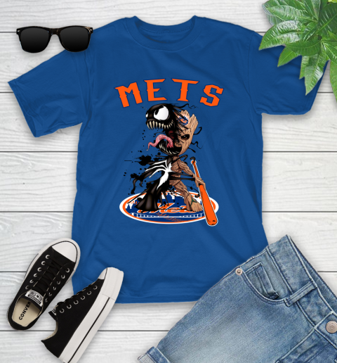 MLB New York Mets Baseball Venom Groot Guardians Of The Galaxy Youth T-Shirt 9