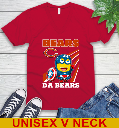 NFL Football Chicago Bears Captain America Marvel Avengers Minion Shirt V-Neck T-Shirt 6