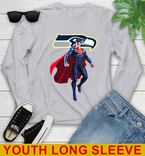 NFL Superman DC Sports Football Seattle Seahawks Youth Long Sleeve 6