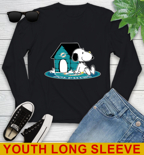 NFL Football Miami Dolphins Snoopy The Peanuts Movie Shirt Youth Long Sleeve 2