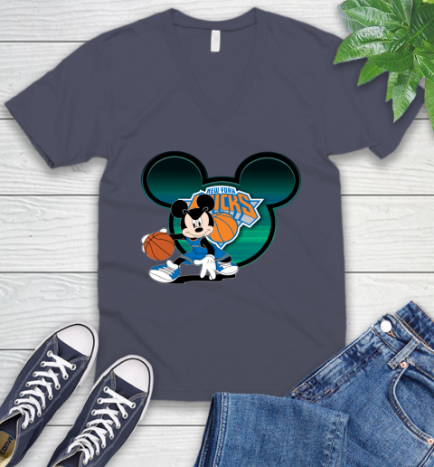 NBA New York Knicks Mickey Mouse Disney Basketball V-Neck T-Shirt 9