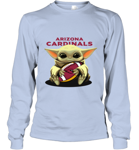 Baby Yoda Loves The Arizona Cardinals 8xvy baby yoda loves the arizona cardinals youth long sleeve 50 front light blue