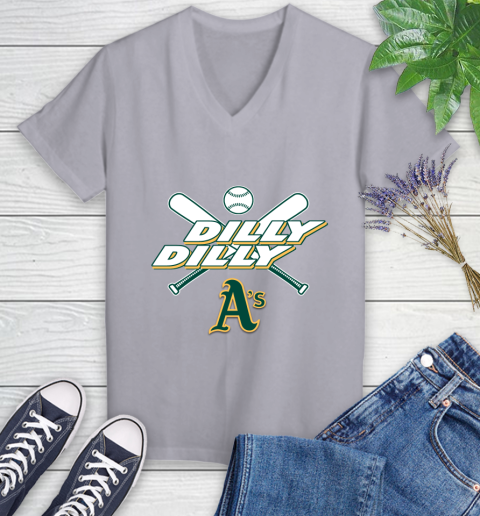 MLB Oakland Athletics Dilly Dilly Baseball Sports Women's V-Neck T-Shirt 4