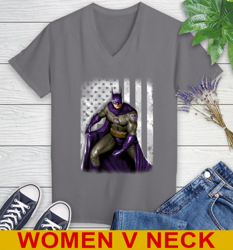 Sacramento Kings NBA Basketball Batman DC American Flag Shirt Women's V-Neck T-Shirt 11