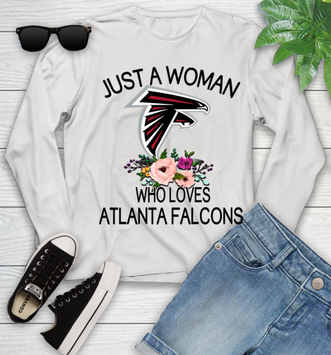NFL Just A Woman Who Loves Atlanta Falcons Football Sports Youth Long Sleeve