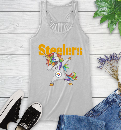 Pittsburgh Steelers NFL Football Funny Unicorn Dabbing Sports Racerback Tank