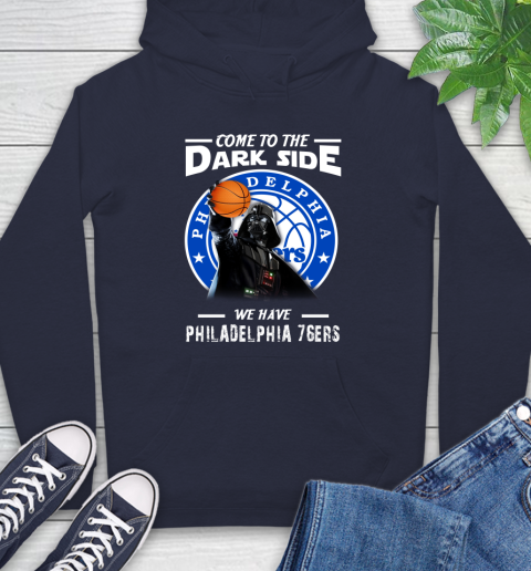 NBA Come To The Dark Side We Have Philadelphia 76ers Star Wars Darth Vader Basketball Hoodie 3