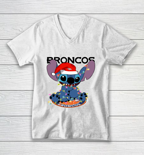 Denver Broncos NFL Football noel stitch Christmas V-Neck T-Shirt